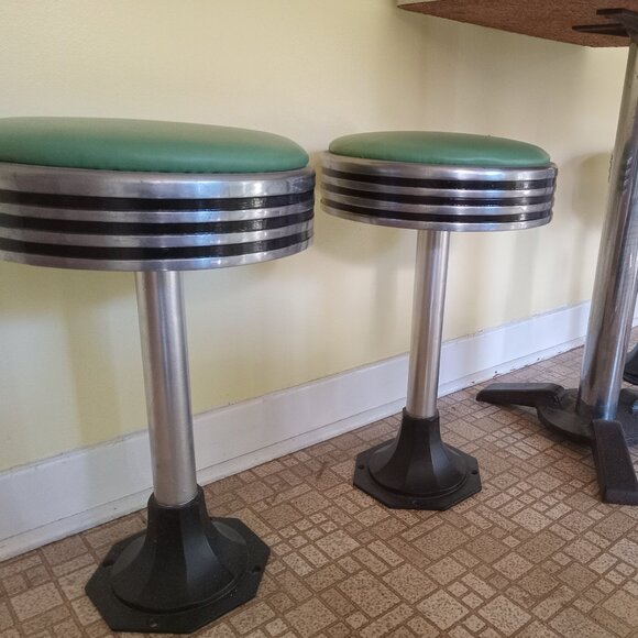 4 Art Deco barstools bistro diner stools - Picture 2 of 2